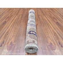 Load image into Gallery viewer, 3&#39;3&quot;x5&#39; Light Gray, Hand Knotted Afghan Ersari with Hutchlu Design, Natural Dyes Soft Lush Pile Organic Wool, Oriental Rug FWR436068