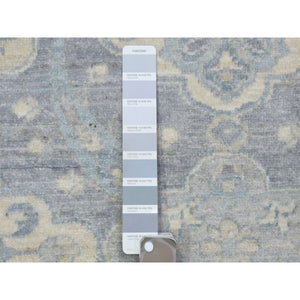 2'8"x7'7" Light Gray, Fine Peshawar With Ziegler Mahal Design, Natural Dyes Dense Weave, Extra Soft Wool Hand Knotted, Runner Oriental Rug FWR436122