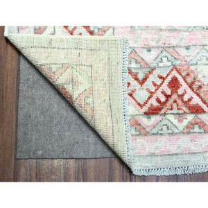 9'x12' Light Red, Anatolian Village Inspired Geometric Style, Soft Wool Hand Knotted Natural Dyes Oriental Rug FWR436194