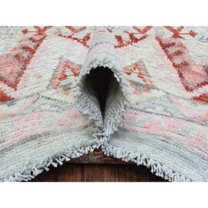 9'x12' Light Red, Anatolian Village Inspired Geometric Style, Soft Wool Hand Knotted Natural Dyes Oriental Rug FWR436194
