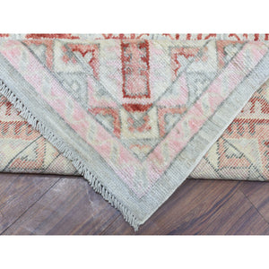 9'x12' Light Red, Anatolian Village Inspired Geometric Style, Soft Wool Hand Knotted Natural Dyes Oriental Rug FWR436194