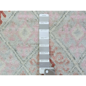 9'x12' Light Red, Anatolian Village Inspired Geometric Style, Soft Wool Hand Knotted Natural Dyes Oriental Rug FWR436194
