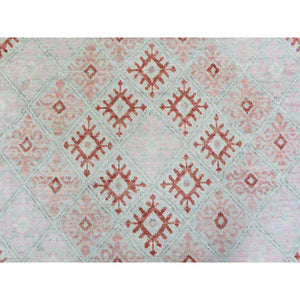 9'x12' Light Red, Anatolian Village Inspired Geometric Style, Soft Wool Hand Knotted Natural Dyes Oriental Rug FWR436194