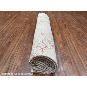 9'x12' Light Red, Anatolian Village Inspired Geometric Style, Soft Wool Hand Knotted Natural Dyes Oriental Rug FWR436194