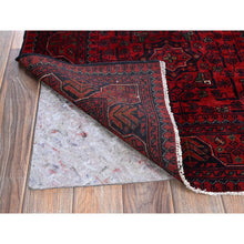 Load image into Gallery viewer, 2&#39;8&quot;x4&#39; Berry Red, Afghan Khamyab With Tribal Design, Soft And Shiny Wool, Vegetable Dyes, Hand Knotted, Mat, Sample, Oriental Rug FWR4356