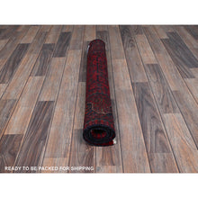 Load image into Gallery viewer, 2&#39;8&quot;x4&#39; Berry Red, Afghan Khamyab With Tribal Design, Soft And Shiny Wool, Vegetable Dyes, Hand Knotted, Mat, Sample, Oriental Rug FWR4356