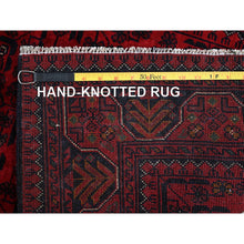 Load image into Gallery viewer, 2&#39;8&quot;x4&#39; Berry Red, Afghan Khamyab With Tribal Design, Soft And Shiny Wool, Vegetable Dyes, Hand Knotted, Mat, Sample, Oriental Rug FWR4356