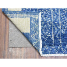 Load image into Gallery viewer, 8'10"x11'8" Ivory With Denim Blue, Hand Knotted Fine Peshawar With Intricate, Geometric, Motifs, Densely Woven Soft Organic Wool, Oriental Rug FWR436320