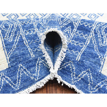 Load image into Gallery viewer, 8&#39;10&quot;x11&#39;8&quot; Ivory With Denim Blue, Hand Knotted Fine Peshawar With Intricate, Geometric, Motifs, Densely Woven Soft Organic Wool, Oriental Rug FWR436320