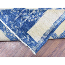 Load image into Gallery viewer, 8&#39;10&quot;x11&#39;8&quot; Ivory With Denim Blue, Hand Knotted Fine Peshawar With Intricate, Geometric, Motifs, Densely Woven Soft Organic Wool, Oriental Rug FWR436320