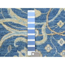 Load image into Gallery viewer, 3&#39;9&quot;x13&#39;3&quot; Sapphire Blue, Fine Peshawar with Heriz Design, Natural Dyes Dense Weave, Soft and Velvety Wool Hand Knotted, Wide Runner Oriental Rug FWR436338