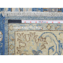 Load image into Gallery viewer, 3&#39;9&quot;x13&#39;3&quot; Sapphire Blue, Fine Peshawar with Heriz Design, Natural Dyes Dense Weave, Soft and Velvety Wool Hand Knotted, Wide Runner Oriental Rug FWR436338