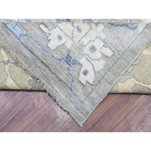 14'x17'10" Gray Extra Soft Wool Hand Knotted, Afghan Angora Oushak With Flowing And Open Design Natural Dyes, Oversized Oriental Rug FWR436386