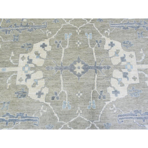 14'x17'10" Gray Extra Soft Wool Hand Knotted, Afghan Angora Oushak With Flowing And Open Design Natural Dyes, Oversized Oriental Rug FWR436386
