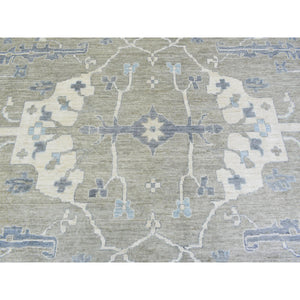 14'x17'10" Gray Extra Soft Wool Hand Knotted, Afghan Angora Oushak With Flowing And Open Design Natural Dyes, Oversized Oriental Rug FWR436386