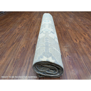 14'x17'10" Gray Extra Soft Wool Hand Knotted, Afghan Angora Oushak With Flowing And Open Design Natural Dyes, Oversized Oriental Rug FWR436386