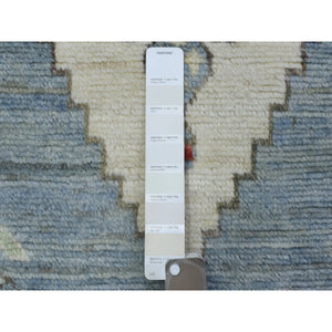 4'x10'4" Gray Hand Knotted Anatolian Village Inspired With Geometric Design Natural Dyes Soft Wool Wide Runner Oriental Rug FWR436452