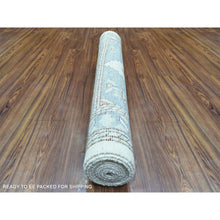 Load image into Gallery viewer, 4&#39;x10&#39;4&quot; Gray Hand Knotted Anatolian Village Inspired With Geometric Design Natural Dyes Soft Wool Wide Runner Oriental Rug FWR436452
