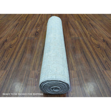 Load image into Gallery viewer, 2&#39;8&quot;x9&#39;6&quot; Silver Blue, Hand Knotted Washed Out Peshawar With All Over Design, Natural Dyes Soft And Shiny Wool, Runner Oriental Rug FWR436566