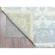 Load image into Gallery viewer, 2&#39;8&quot;x14&#39;4&quot; Ivory, Velvety Wool Hand Knotted, White Wash Peshawar With All Over Leaf Design Natural Dyes, Runner Oriental Rug FWR436572