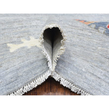 Load image into Gallery viewer, 9&#39;2&quot;x11&#39;9&quot; Light Gray, Densely Woven Soft Wool Hand Knotted, Afghan Peshawar With Colorful Oceanic Fish Design Natural Dyes, Oriental Rug FWR436584