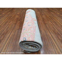 Load image into Gallery viewer, 9&#39;2&quot;x11&#39;9&quot; Light Gray, Densely Woven Soft Wool Hand Knotted, Afghan Peshawar With Colorful Oceanic Fish Design Natural Dyes, Oriental Rug FWR436584