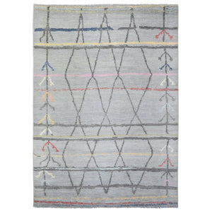 10'x13'9" Light Gray, Hand Knotted Boujaad Moroccan Berber Design, Natural Dyes Extra Soft Wool, Oriental Rug FWR436698