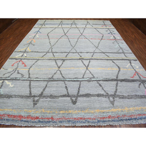 10'x13'9" Light Gray, Hand Knotted Boujaad Moroccan Berber Design, Natural Dyes Extra Soft Wool, Oriental Rug FWR436698