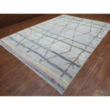 Load image into Gallery viewer, 10&#39;x13&#39;9&quot; Light Gray, Hand Knotted Boujaad Moroccan Berber Design, Natural Dyes Extra Soft Wool, Oriental Rug FWR436698