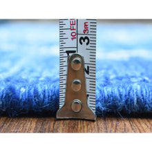 Load image into Gallery viewer, 2&#39;10&quot;x9&#39;8&quot; Denim Blue, Boujaad Moroccan Berber Design with Geometric Triangular Design Natural Dyes, Velvety Wool Hand Knotted, Runner Oriental Rug FWR436716