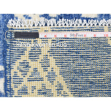 Load image into Gallery viewer, 2&#39;10&quot;x9&#39;8&quot; Denim Blue, Boujaad Moroccan Berber Design With Geometric Triangular Design Natural Dyes, Velvety Wool Hand Knotted, Runner Oriental Rug FWR436716