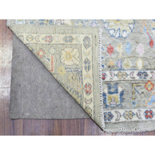 Load image into Gallery viewer, 4&#39;4&quot;x10&#39; Taupe Hand Knotted Afghan Angora Oushak With Colorful Motifs Natural Dyes, Soft Wool, Wide Runner Oriental Rug FWR436740
