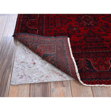 Load image into Gallery viewer, 3&#39;4&quot;x5&#39; Scarlet Red, Afghan Khamyab With Geometric Design, Soft And Velvety Wool, Hand Knotted, Vegetable Dyes, Oriental Rug FWR4362