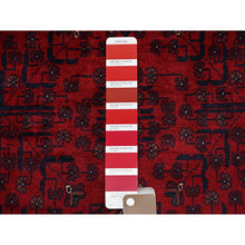Load image into Gallery viewer, 3&#39;4&quot;x5&#39; Scarlet Red, Afghan Khamyab With Geometric Design, Soft And Velvety Wool, Hand Knotted, Vegetable Dyes, Oriental Rug FWR4362