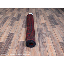 Load image into Gallery viewer, 3&#39;4&quot;x5&#39; Scarlet Red, Afghan Khamyab With Geometric Design, Soft And Velvety Wool, Hand Knotted, Vegetable Dyes, Oriental Rug FWR4362