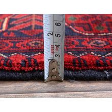 Load image into Gallery viewer, 3&#39;4&quot;x5&#39; Scarlet Red, Afghan Khamyab With Geometric Design, Soft And Velvety Wool, Hand Knotted, Vegetable Dyes, Oriental Rug FWR4362
