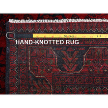 Load image into Gallery viewer, 3&#39;4&quot;x5&#39; Scarlet Red, Afghan Khamyab With Geometric Design, Soft And Velvety Wool, Hand Knotted, Vegetable Dyes, Oriental Rug FWR4362