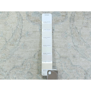 2'6"x19'4" Ivory, Soft and Shiny Wool Hand Knotted, White Wash Peshawar Natural Dyes, XL Runner Oriental Rug FWR436806
