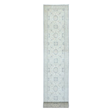 Load image into Gallery viewer, 2&#39;9&quot;x18&#39;9&quot; Cream, White Wash Peshawar with Khotan Design Natural Dyes, Velvety Wool Hand Knotted, XL Runner Oriental Rug FWR436812
