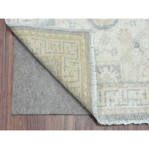 2'9"x18'9" Cream, White Wash Peshawar with Khotan Design Natural Dyes, Velvety Wool Hand Knotted, XL Runner Oriental Rug FWR436812
