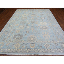 Load image into Gallery viewer, 9&#39;1&quot;x11&#39;10&quot; Light Blue Extra Soft Wool Hand Knotted, Afghan Angora Oushak With All Over Design Natural Dyes, Oriental Rug FWR436872