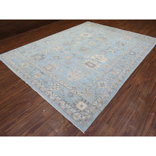 Load image into Gallery viewer, 9&#39;1&quot;x11&#39;10&quot; Light Blue Extra Soft Wool Hand Knotted, Afghan Angora Oushak With All Over Design Natural Dyes, Oriental Rug FWR436872