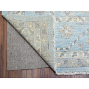 9'1"x11'10" Light Blue Extra Soft Wool Hand Knotted, Afghan Angora Oushak With All Over Design Natural Dyes, Oriental Rug FWR436872
