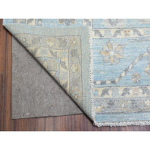 Load image into Gallery viewer, 9&#39;1&quot;x11&#39;10&quot; Light Blue Extra Soft Wool Hand Knotted, Afghan Angora Oushak With All Over Design Natural Dyes, Oriental Rug FWR436872