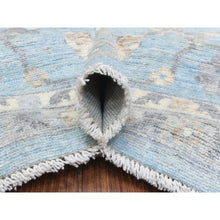 Load image into Gallery viewer, 9&#39;1&quot;x11&#39;10&quot; Light Blue Extra Soft Wool Hand Knotted, Afghan Angora Oushak With All Over Design Natural Dyes, Oriental Rug FWR436872