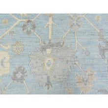 Load image into Gallery viewer, 9&#39;1&quot;x11&#39;10&quot; Light Blue Extra Soft Wool Hand Knotted, Afghan Angora Oushak With All Over Design Natural Dyes, Oriental Rug FWR436872
