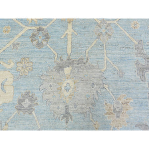 9'1"x11'10" Light Blue Extra Soft Wool Hand Knotted, Afghan Angora Oushak With All Over Design Natural Dyes, Oriental Rug FWR436872
