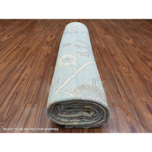 Load image into Gallery viewer, 9&#39;1&quot;x11&#39;10&quot; Light Blue Extra Soft Wool Hand Knotted, Afghan Angora Oushak With All Over Design Natural Dyes, Oriental Rug FWR436872