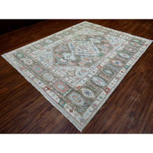 Load image into Gallery viewer, 8&#39;2&quot;x10&#39;3&quot; Light Gray, Soft Wool Hand Knotted, Anatolian Village Inspired With Large Medallion Design, Natural Dyes Densely Woven, Oriental Rug FWR436920
