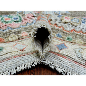 8'2"x10'3" Light Gray, Soft Wool Hand Knotted, Anatolian Village Inspired With Large Medallion Design, Natural Dyes Densely Woven, Oriental Rug FWR436920